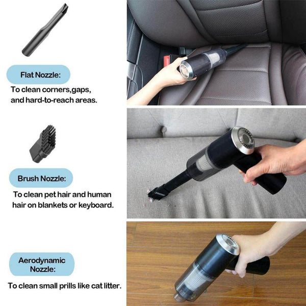 3 In 1 Mini Car Vacuum,Rechargeable Vacuum Multi-Functional Cleaning Tool || Wireless Car Vacuum || High PowerED Handheld Vacuum